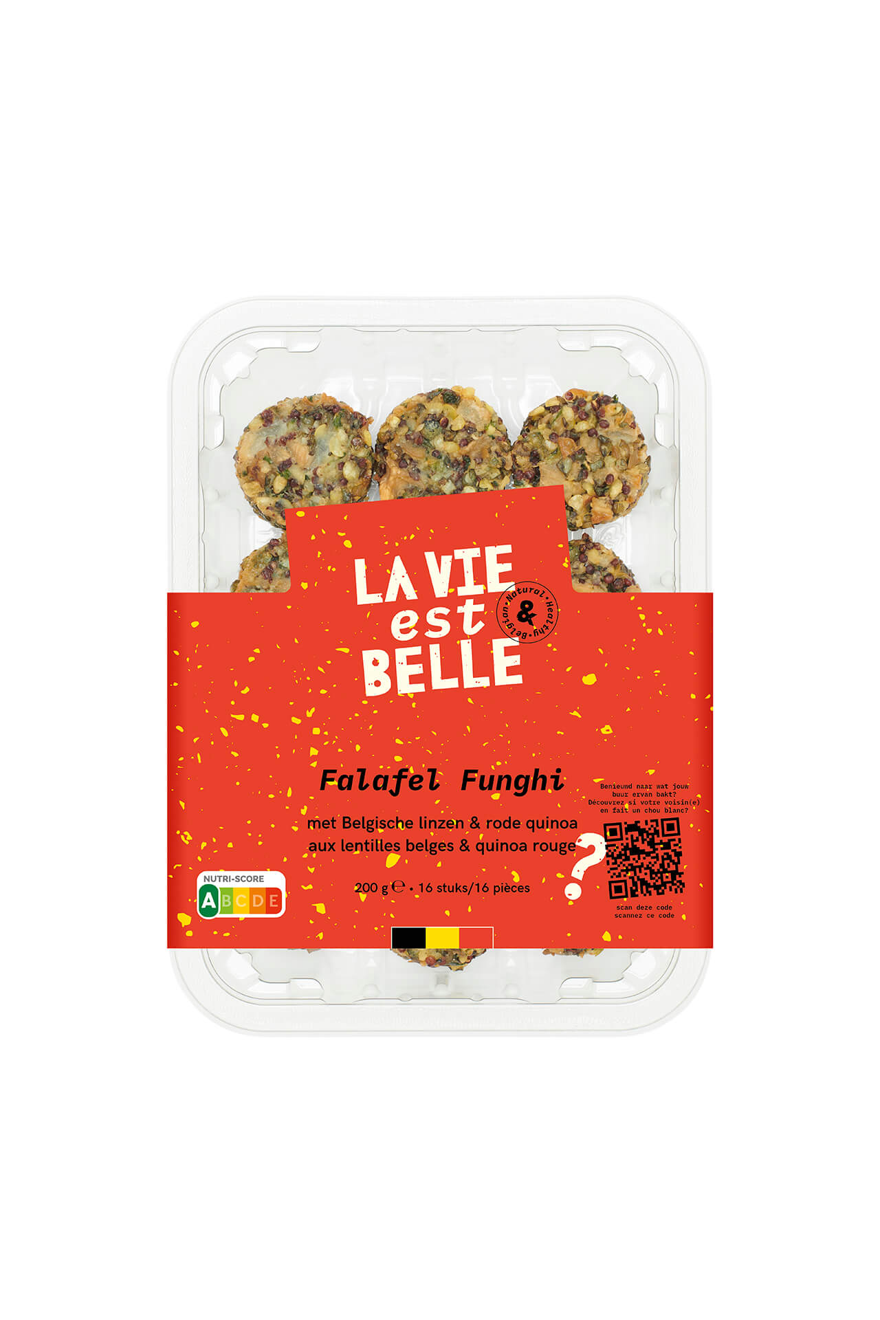 La vie est belle Falafel linzen, rode quinoa en oesterzwam bio 200g
